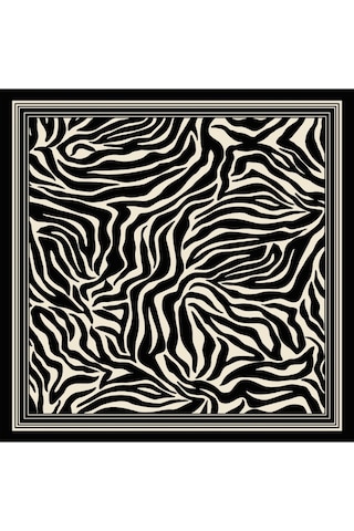 Tarzını Seç Siyah Zebra Fular / Bandana / Aksesuar / Eşarp 90x90 Cm