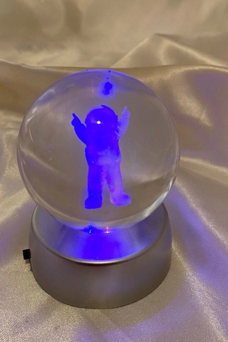3d Led Işık Cam Küre Çok Işıklı Pilli Astronot 6 Cm