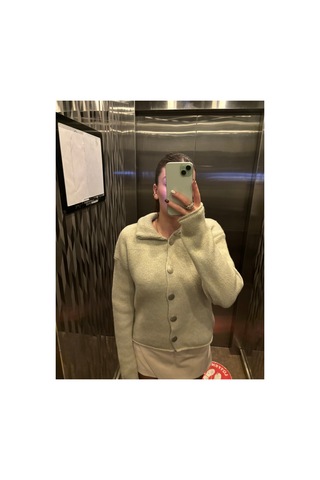 Genel Markalar Kadın Sarı Polo Yaka Düğmeli Oversize Triko Hırka Uzun Kollu Basic Günlük Hırka Sarı 923228701 Sarı