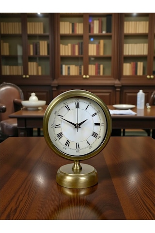Plentiful Aurum Retro 25x20 Eskitme Metal Masa Saati Sarı