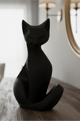 Siyah Kedi Heykel - Minimalist Ve Şık Dekorasyon Objesi