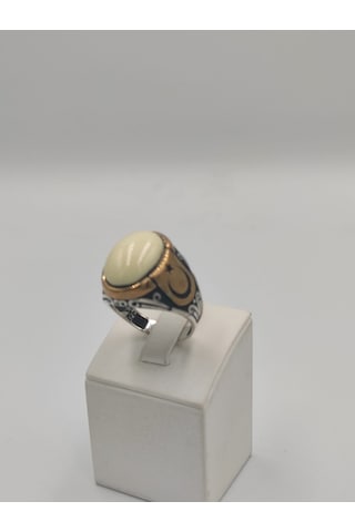 Bilardo Topu Yan Kolları Ayyıldız Motifli 925 Ayar Gümüş Erkek 2