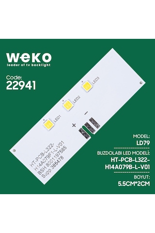 Ayt Buzdolabı İç Aydınlatma Ledi 54x18 Mm Buzdolabı Lambası Ld79 Ht-pcb-l322-h14a079b-l-v01 3 Çipli