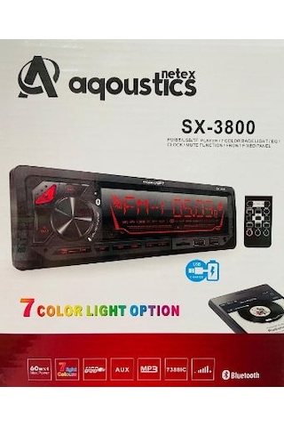 Aqoustics Sx 3800 Bt 7 Renk Bluetooth Özellikli Oto Teyp N11.794