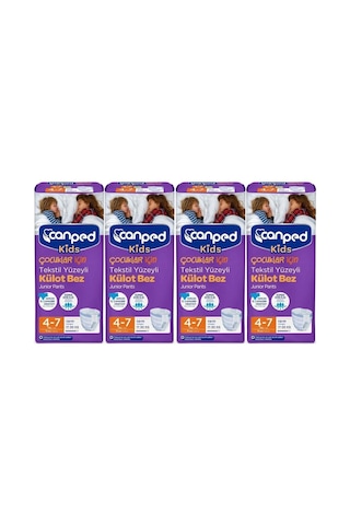 Canped Kids Çoçuklar Için Külot Bez Tekstil Yüzeyli Yaş:4 7 17 30kg 36 Adet 4pk 9