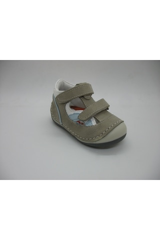 Angelokids Perlina 01102 Doğal Deri Ortopedik Ilk Adım Ayakkabısı 18-21 (422287985) Beyaz - Gri