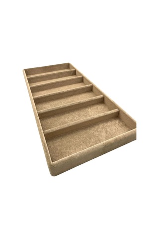 Yerli Üretim Lefkoşa Model Süet Kumaş Sütlü Kahve Renk 38cm /19cm Gözlük Sergileme Çekmece İçi Stand Çok Renkli