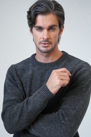 Antrasit Regular Fit Bisiklet Yaka Triko Kazak-antrasit Antrasit