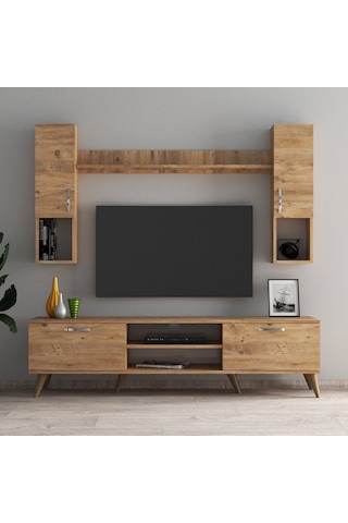 Mega 180 Lik Kapaklı Raflı Tv Ünitesi Çam - Tvu0202