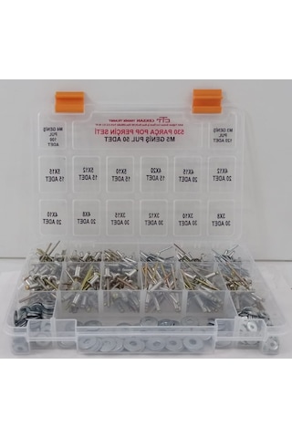 POP PERÇİN VE UYUMLU PUL SETİ 530 PARÇA  3-4-5mm