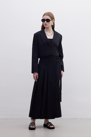 Manuka Piliseli Kruvaze Etek - Siyah