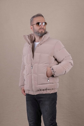 Ohepmoda Dik Yaka Nova Soft Kumaş Erkek Şişme Mont Sütlü Kahve