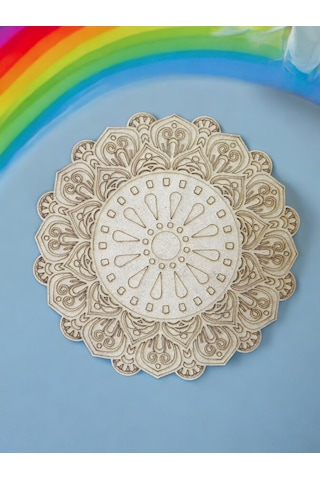 Mandala , 20 Cm 2'li Ahşap Hobi Boyama Setleri Model 3