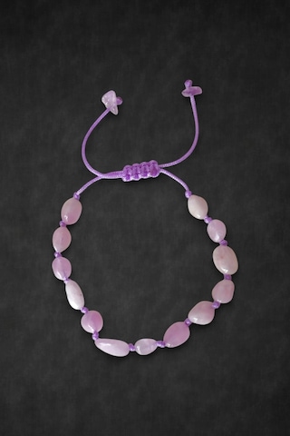 Doğal Kunzit Taşı Makrome Ayarlı Bileklik 326-7 Pembe