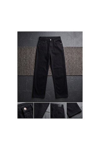 Deniva Kids Erkek Çocuk Siyah Baggy Fit Geniş Paça Rahat Kesim Denim Kot Pantolon