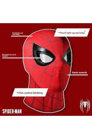 Spider-man Elektrikli Otomatik Göz Kırpan Maske Mk006 Uzaktan Kumandalı Model Işık Usb Şarjlı Siyah Siyah