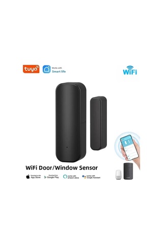 Geeroyoo Ev Güvenliği Wifi Pencere-kapı Sensörü, Açık-kapalı Tespiti, Akıllı Bildirim, Siyah, 1 Adet Pil Hariç