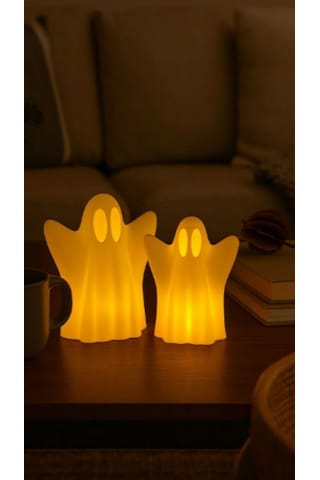 Hayalet Figürlü Dekoratif 2 Li Obje Pilli Mum İle Kullanım Halloween Aksesuarı Ev Dekor Ürünü 0