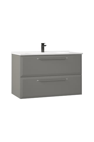 Orka Nuvola 80 Cm Mdf Gri Banyo Dolabı Alt Modül Ve Lavabo Gri