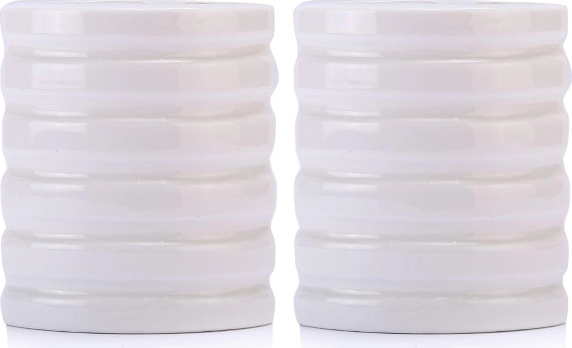 2 Adet Seramik Diş Fırçalık Oval Çizgili Model 9x6x11cm Banyo Seti Çok Renkli