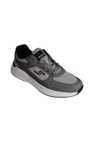 Jump Erkek Gri Siyah Kalın Taban Fileli Memory İç Taban Sneaker Spor Ayakkabı Gri