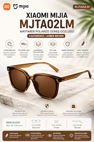 Mijia Wayfarer Polarize 8 Katmanlı Oar Kaplama Unisex Güneş Gözlüğü Tac Lens Kahverengi Mjta02lm