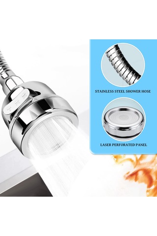 Whipwell Havalandırıcı Mutfak Musluğu 3 Modlu Su Çıkışı Uzatma Gümüş