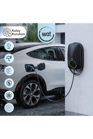 WAT Mobilite WAT Home 22 kW Güç 5mt. Dahili Kablo & Ip55, Ik10- Koruma Seviyeli Ev Şarj Cihazı