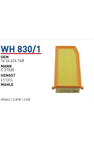 Wh830/1 Oem 165467674R Renault Clio IV 1,5 Dci Hava Filtre Wh830/1 Oem 165467674R Renault Clio IV 1,5 Dci Hava Filtre