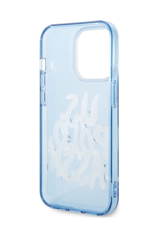 Apple Uyumlu iPhone 14 Pro Max Kılıf U.s. Polo Assn. Renkli Grafiti Baskılı Dizayn Kapak Mavi