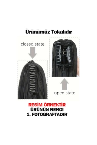 Tokalı Düz At Kuyruğu - Açık Platin Çok Renkli
