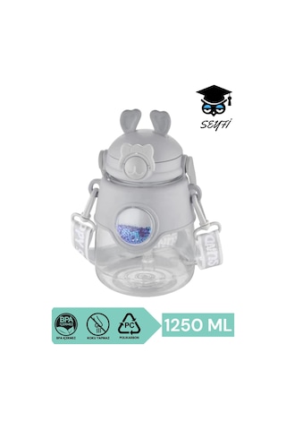 1250 Ml Polycarbon Okul Matarası Bpa İçermez Pipetli Kilitli Kapak Plastik Suluk Vagonlife Çok Renkli