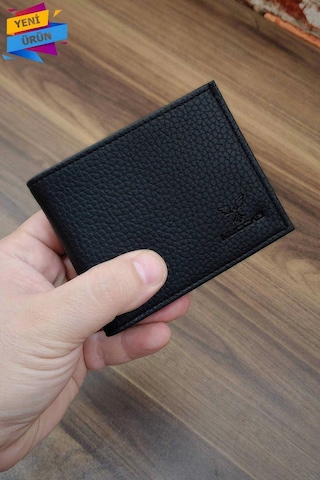Erkek Cüzdan Klasik Model 10 Kart Cepli Modern Tasarım Siyah Renk Siyah