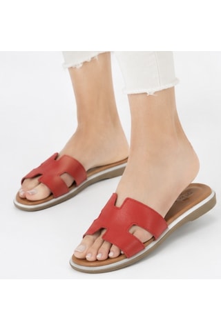 N Napa Shoe Np.1202.kırmızı Deri Terlik