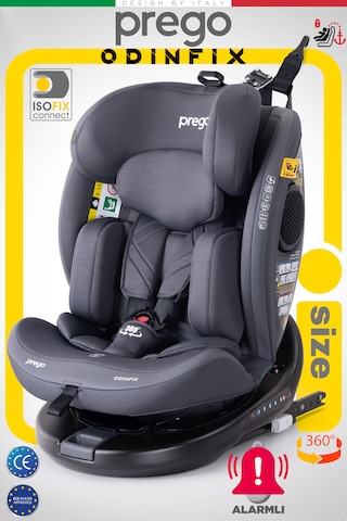 Prego Odinfix Alarmlı 360 Derece Dönebilen -0-36 Kg - I- Size Belgeli - Top Tetherlı Oto Koltuğu