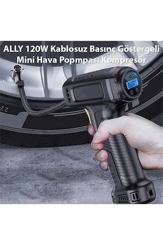 Supermarket1 120w Kablosuz Mini Hava Pompası Kompresör, Basınç Göstergeli, Hızlı Dolum