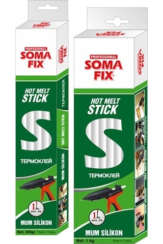 1 KG 7.4x300 MM İnce Somafıx Mum Silikon Şeffaf Çubuk Sıcak N11.19