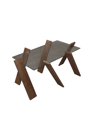 Roman Maxi Cam Orta Sehpa Kafkas Meşe / Renkli Orta Sehpa