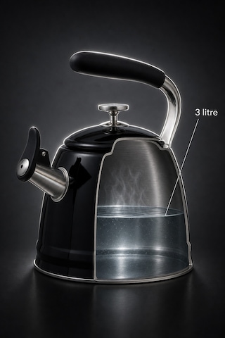 Teatime Paslanmaz Çelik Düdüklü Su Isıtıcısı Siyah - 3 L Diğer