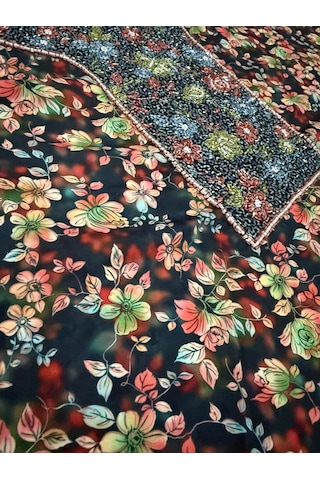 İşlemeli Hint Elbise Kumaşı 370x110cm Model 11 Renkli