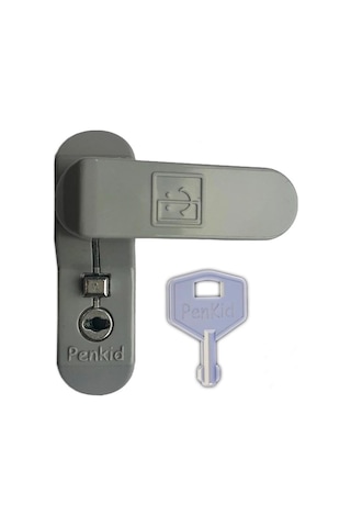 Penkid Pvc Çocuk Emniyet Güvenlik Kilidi Düğmeli Anahtarlı Gri
