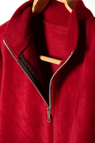 Kırmızı Yarım Fermuarlı Regular Kalıp Dik Yaka Polar Sweatshirt Kırmızı