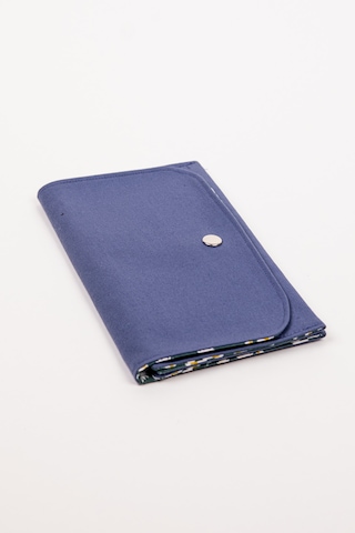 Fabric Craft Bag Kadın Cüzdan Mavi Duck Kumaş Çıtçıtlı Papatya Desenli 21x12 Cm