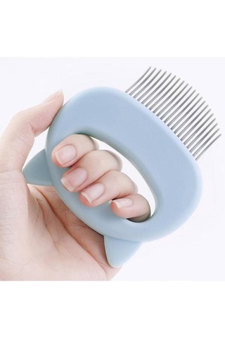 Kedi Tasarımı İle Evcil Hayvan Tarak - Mavi