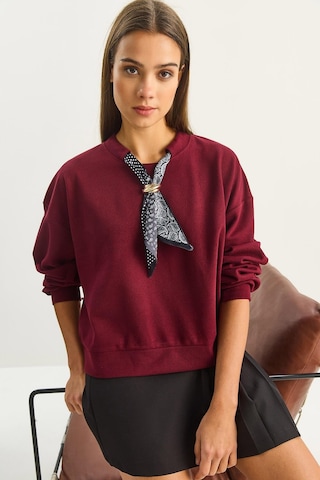 Shade Kadın Fular Detaylı Pamuklu Ottoman Sweatshirt 6931 60283689 - Bordo