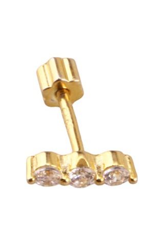 Liu S 29 Şık Gümüş Piercing 925 Ayar, Altın Kaplama, Zirkon Taşlı Ms3844 Altın