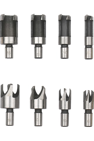 Suofeng 8 Parçalı Ahşap Tıpa Kesici Matkap Ucu Seti - Dayanıklı Karbon Çelik, 22-26mm Uzunlukta Tıpa Kesme İçin İdeal