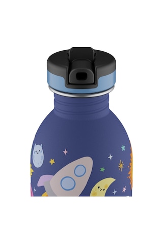 Kids Bottle Space Friends Pipetli Paslanmaz Çelik Çocuk Su Matarası 250 Ml Mor