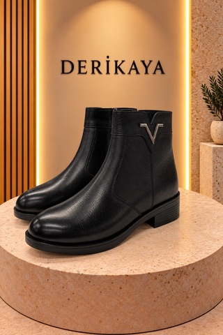 Deri Kaya Bot Bot & Bootie Siyah