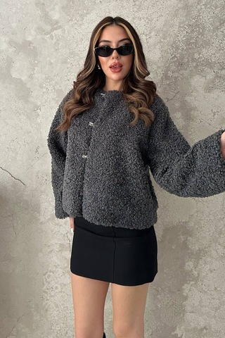 Alemdarshop Füme Peluş Kısa Ceket